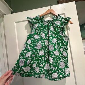 J. Crew Factory Green and White Floral Top